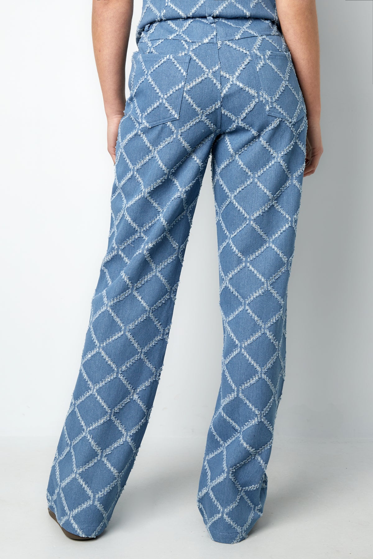 Cotone Tessuto Pantaloni Dritti Donna A quadri Casual