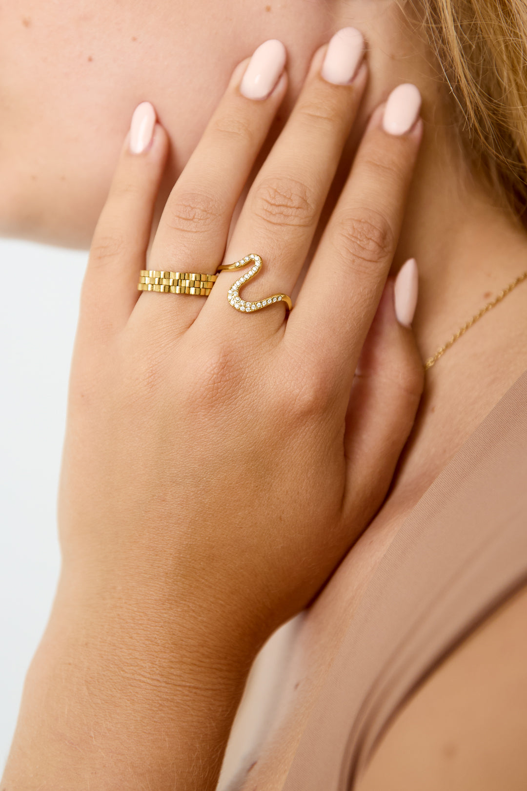 Anelli Statement in acciaio inossidabile Lines Simple Daily Serie Simple Gioielli da donna