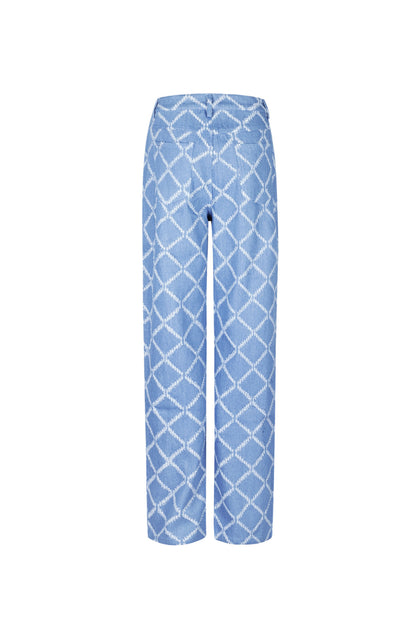 Cotone Tessuto Pantaloni Dritti Donna A quadri Casual