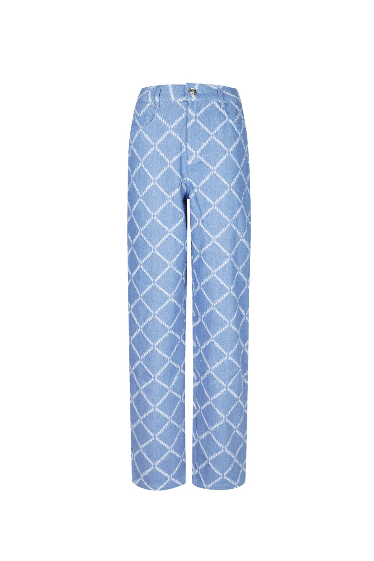 Cotone Tessuto Pantaloni Dritti Donna A quadri Casual