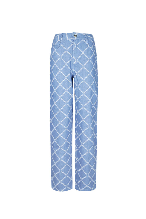 Cotone Tessuto Pantaloni Dritti Donna A quadri Casual