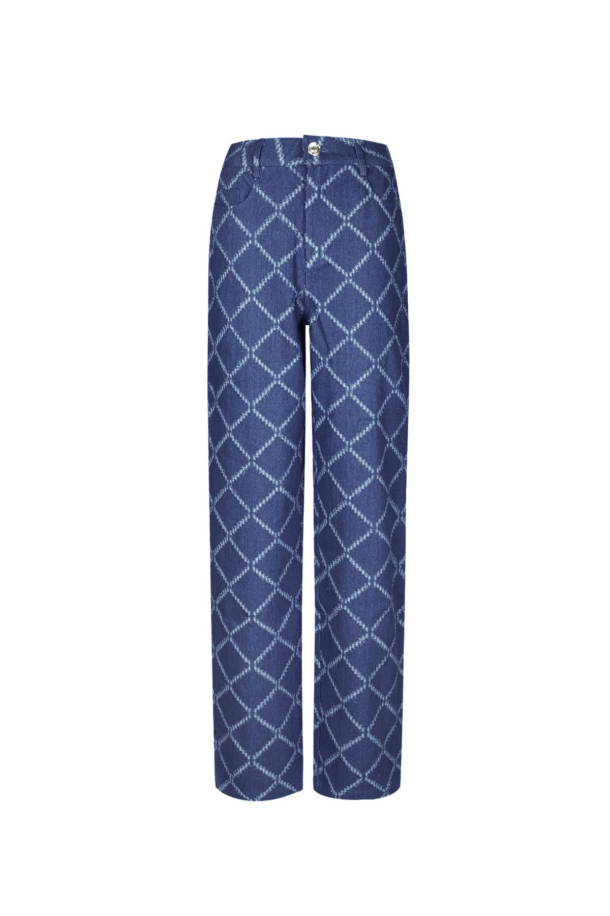 Cotone Tessuto Pantaloni Dritti Donna A quadri Casual