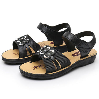 Sandali Donna Antiscivolo Tacco Largo – Nero e Rosso, Taglie 36-40