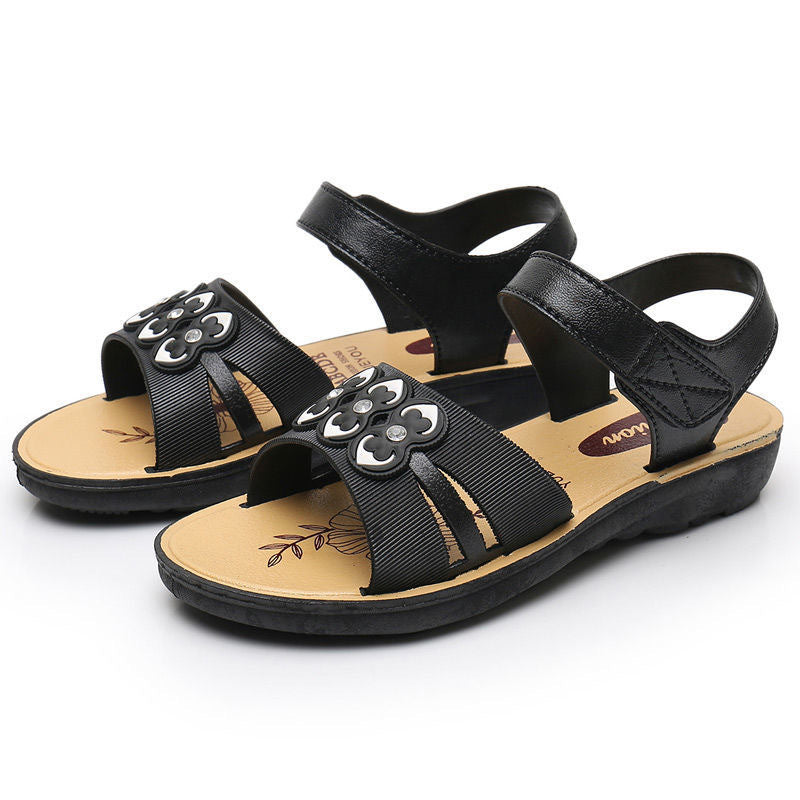 Sandali Donna Antiscivolo Tacco Largo – Nero e Rosso, Taglie 36-40
