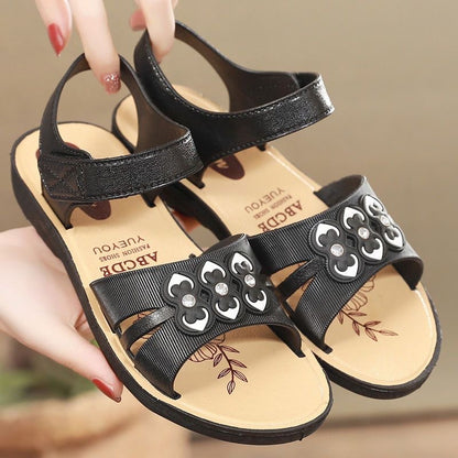 Sandali Donna Antiscivolo Tacco Largo – Nero e Rosso, Taglie 36-40