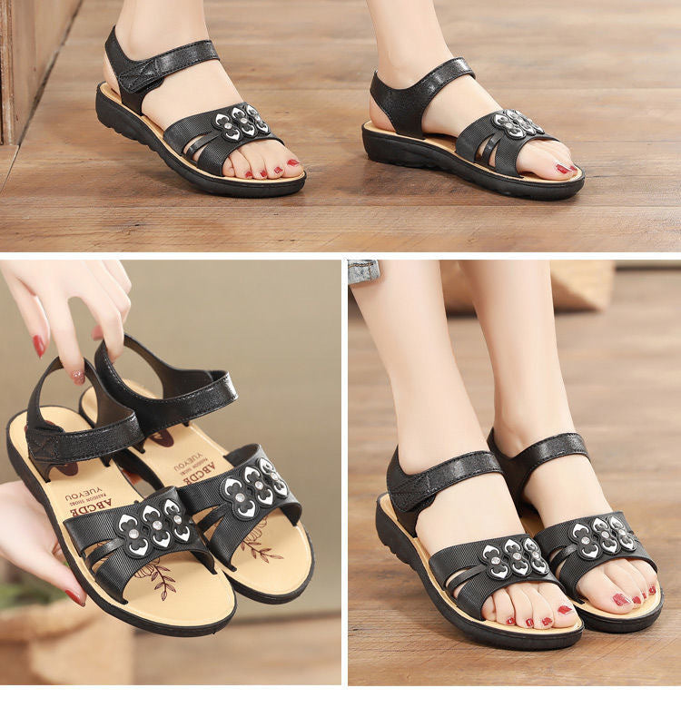 Sandali Donna Antiscivolo Tacco Largo – Nero e Rosso, Taglie 36-40