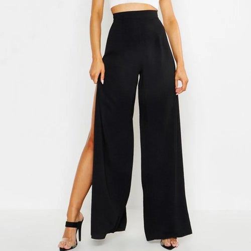 Pantaloni Yoga Donna a Gamba Larga – Vita Alta con Spacco Laterale | Slim Fit Traspiranti