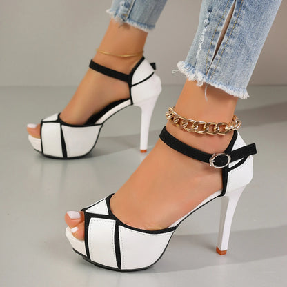 Sandali Donna Colorblock con Tacco Sottile – Décolleté Peep Toe Sexy | Stile Fashion Estate