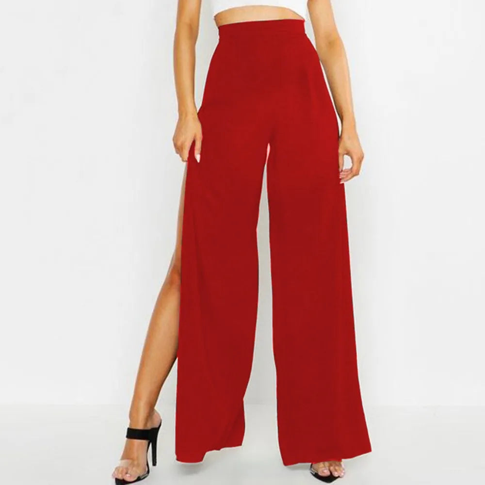 Pantaloni Yoga Donna a Gamba Larga – Vita Alta con Spacco Laterale | Slim Fit Traspiranti