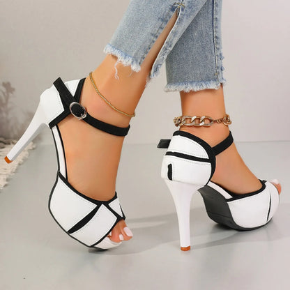 Sandali Donna Colorblock con Tacco Sottile – Décolleté Peep Toe Sexy | Stile Fashion Estate