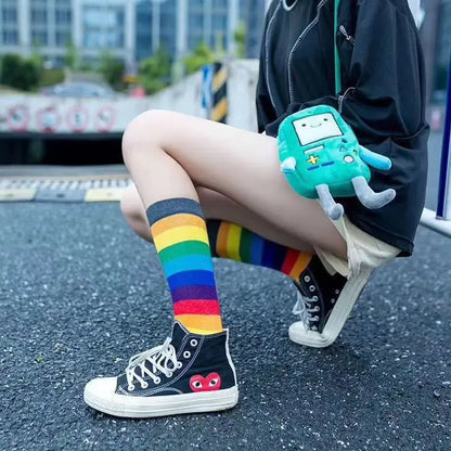 Calzini Colorati a Righe da Donna – Cotone Traspirante, Stile Retrò College