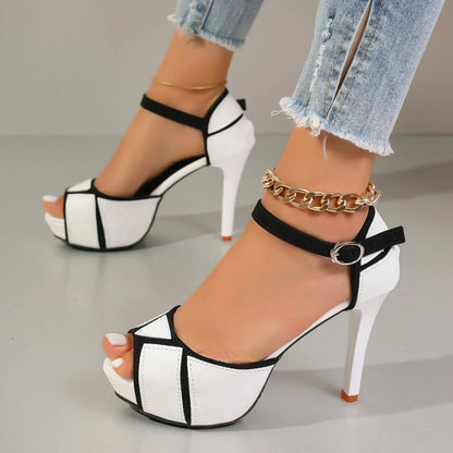 Sandali Donna Colorblock con Tacco Sottile – Décolleté Peep Toe Sexy | Stile Fashion Estate