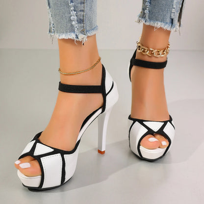 Sandali Donna Colorblock con Tacco Sottile – Décolleté Peep Toe Sexy | Stile Fashion Estate