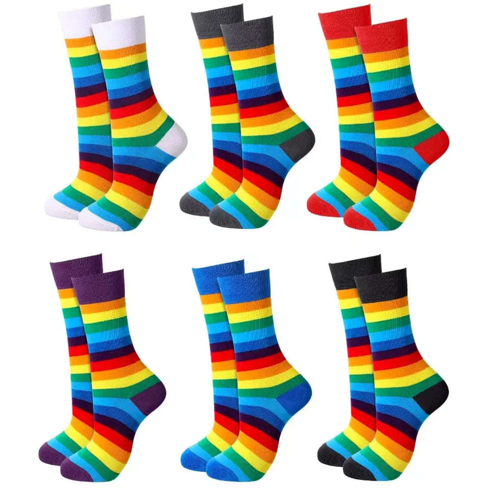 Calzini Colorati a Righe da Donna – Cotone Traspirante, Stile Retrò College