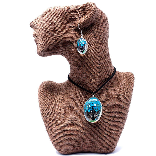 Set Gioielli Tree of Life con Fiori Pressati – Teal