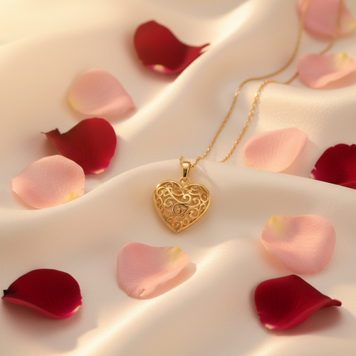 Collana Pendente Cuore "In Love" | Acciaio Inossidabile Placcato Oro