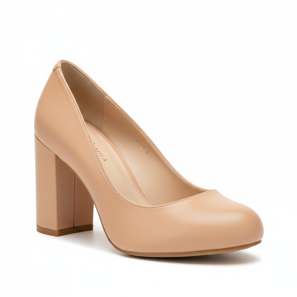 Scarpe con Tacco Donna – Tacco Largo Francese, Punta Rotonda, Disponibili in 4 Colori e 2 Altezze