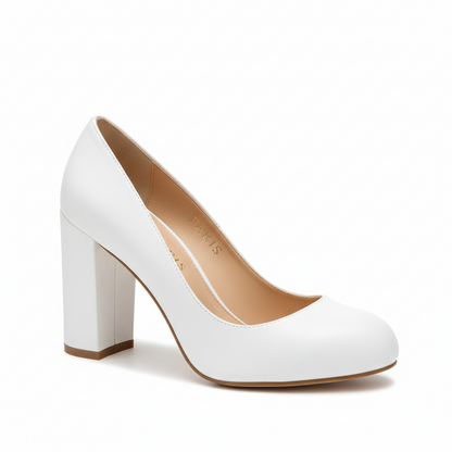 Scarpe con Tacco Donna – Tacco Largo Francese, Punta Rotonda, Disponibili in 4 Colori e 2 Altezze