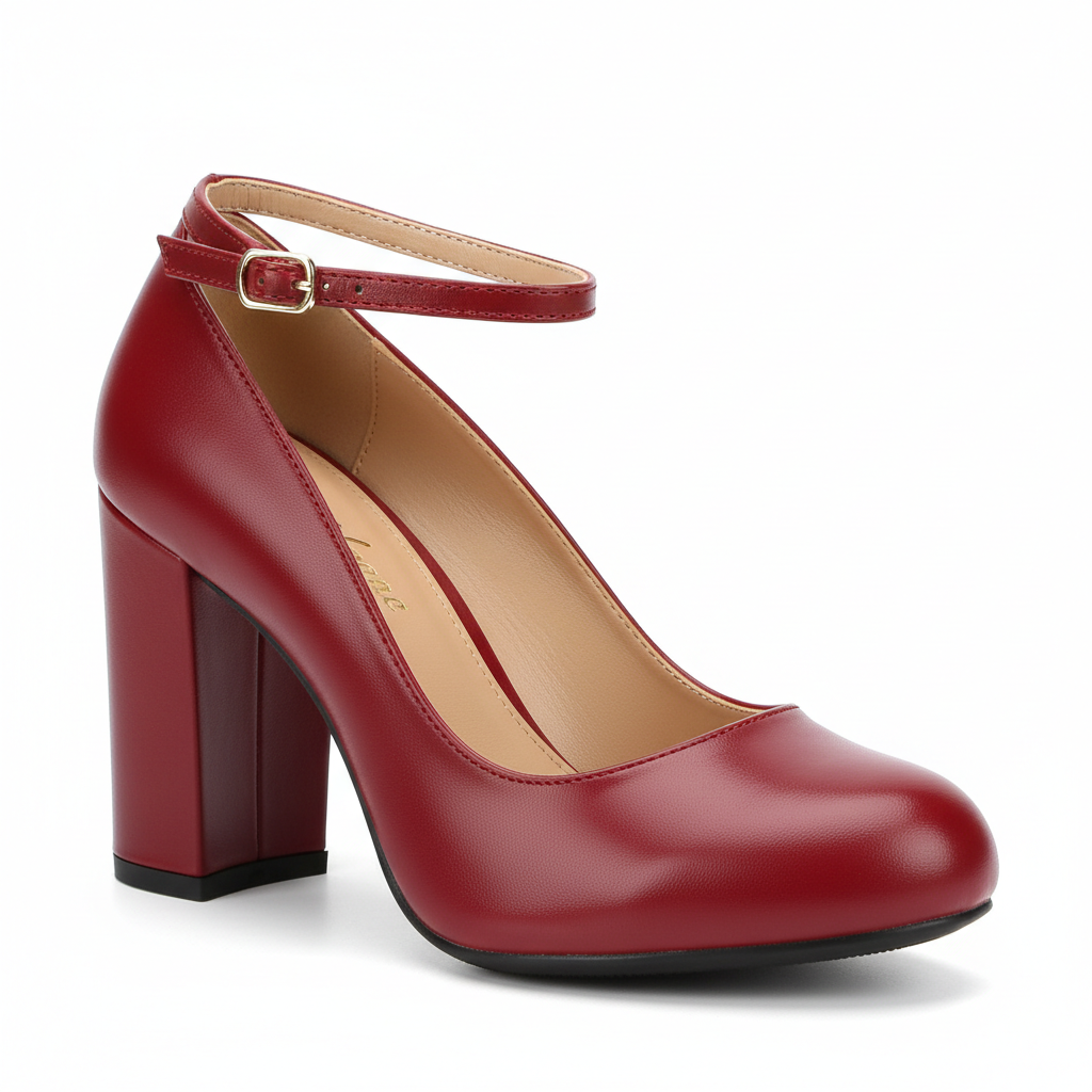 Scarpe con Tacco Donna – Tacco Largo Francese, Punta Rotonda, Disponibili in 4 Colori e 2 Altezze